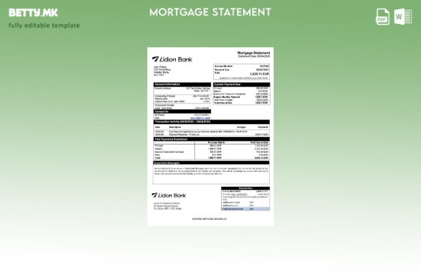 модерен стил Извештај за хипотека на Малта Лидион банка Шаблон за Word и PDF